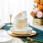 High-End Bone China Bowls and Plates European Style Luxury Light Scenery Dezhen Ceramic Tableware Set Household Dishes Housewarming Gifts Wholesale