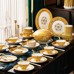 Customized Jingdezhen Tableware Set, Chinese Enamel Color Palace Style Bone China Bowls and Plates, Company Gift Customization