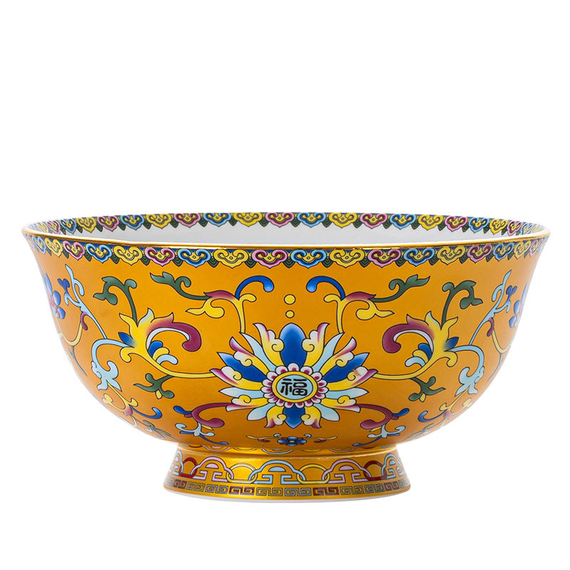 Customized Jingdezhen Tableware Set, Chinese Enamel Color Palace Style Bone China Bowls and Plates, Company Gift Customization